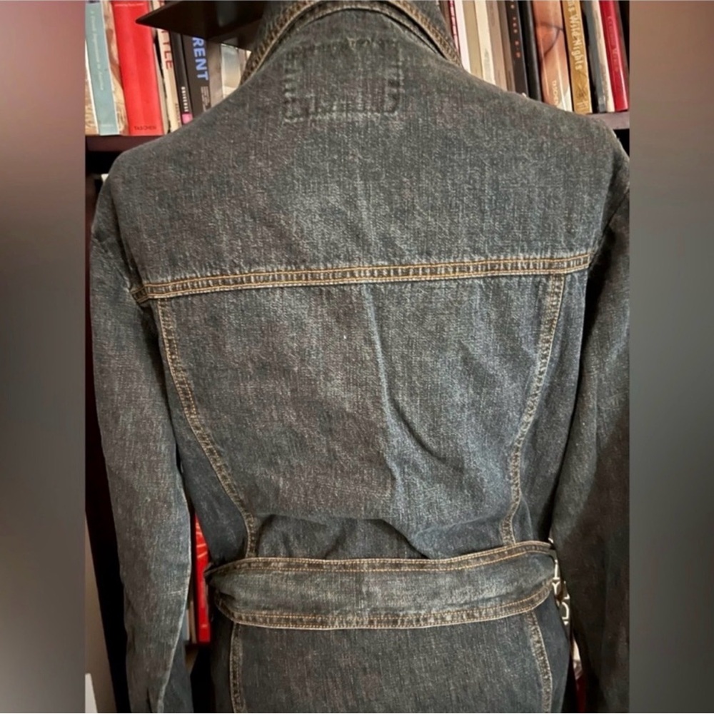 Vintage Rampage Dark blue wash  Denim maxi jacket. Brass logo buttons.medium - Picture 7 of 15